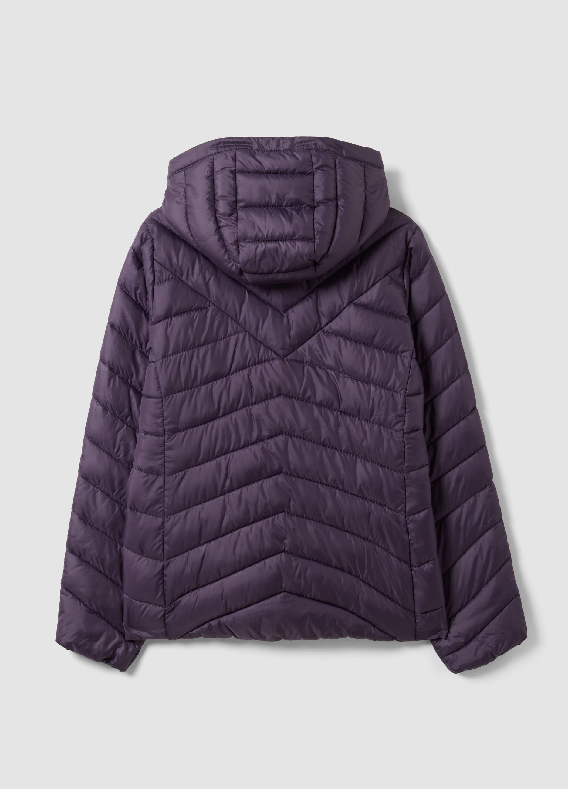 Purple Ultralight Quilted Jacket with Hood and Zip