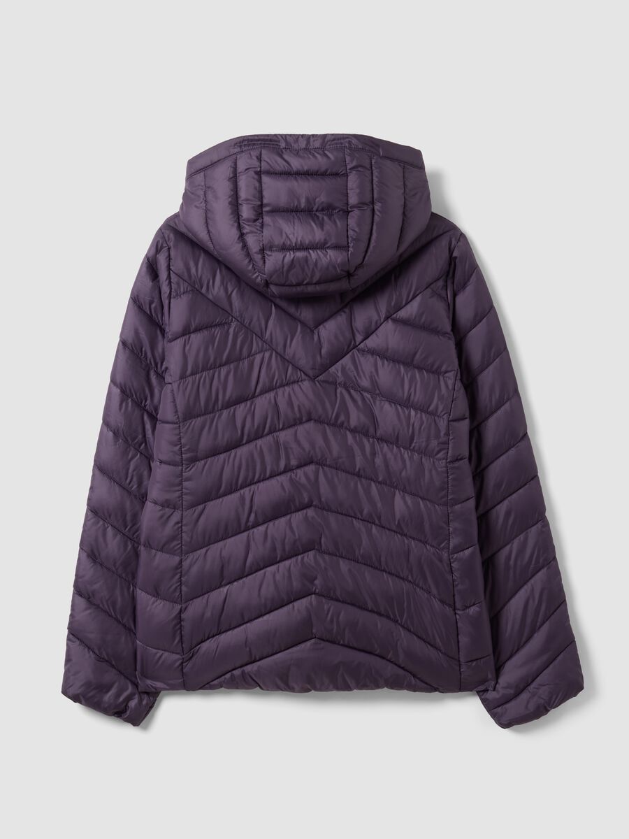 Purple Ultralight Quilted Jacket with Hood and Zip_1