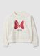 White cotton-blend crew-neck sweatshirt with Minnie print for girls_0