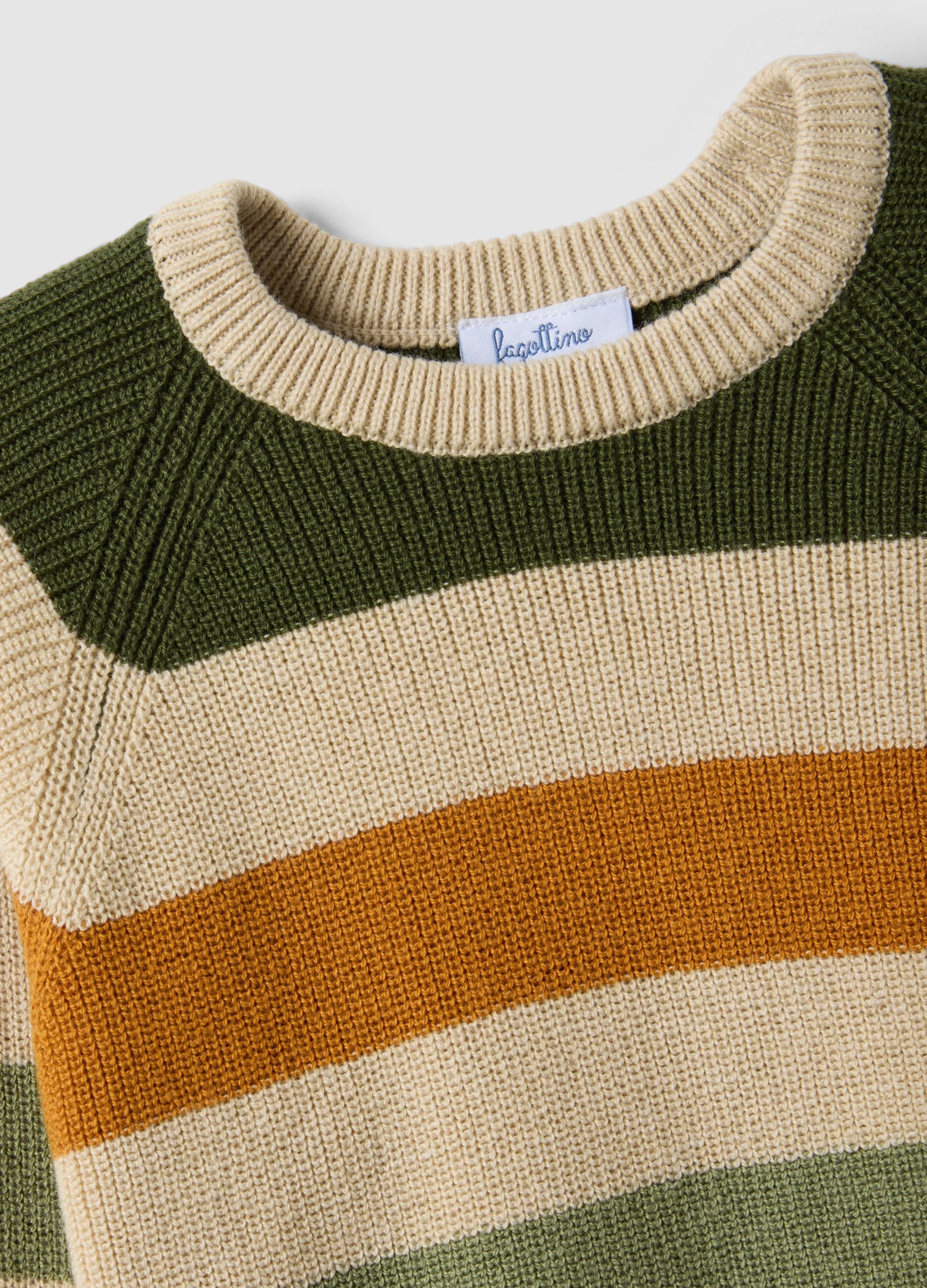 Boys&rsquo; multicolour striped cotton-blend jumper with buttons, regular fit