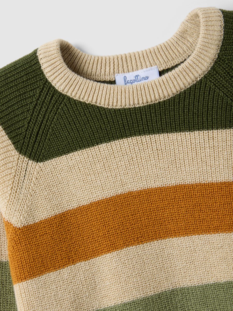 Jersey infantil de rayas multicolor en mezcla de algod&oacute;n con botones, corte regular_2
