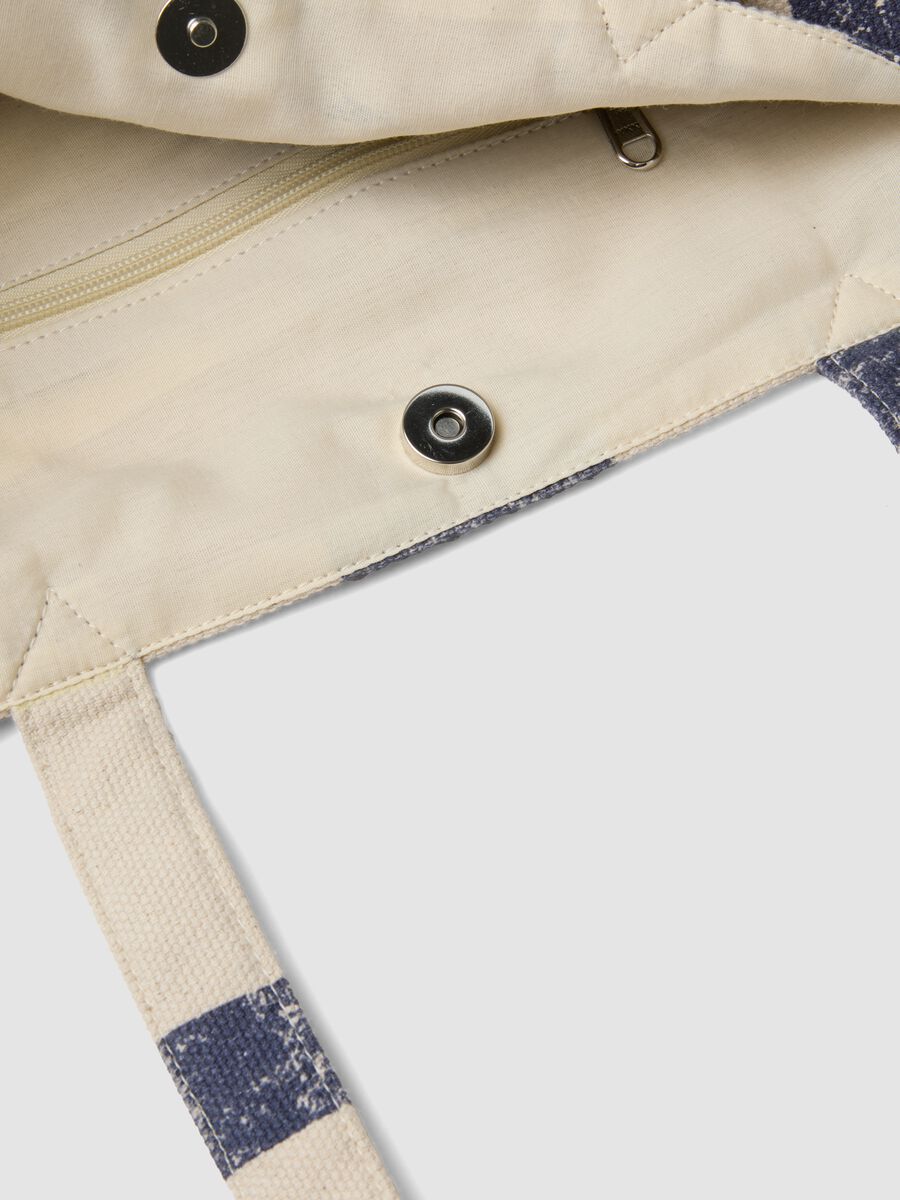 Pure cotton bag with white and blue stripes and button fastening_2