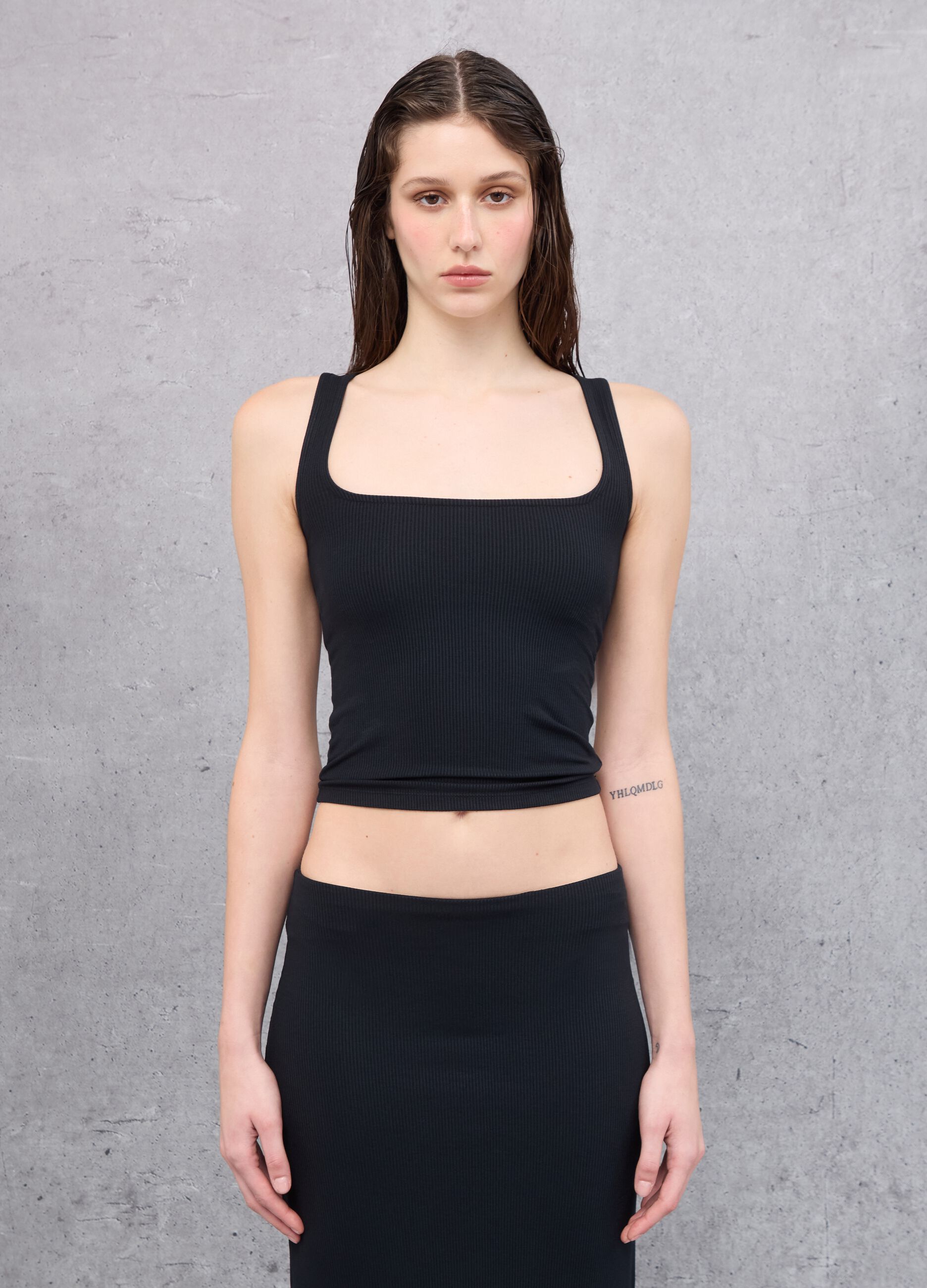 Vest Top Square Neck Black