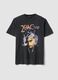 Schwarzes T-Shirt aus reiner Baumwolle mit 2Pac-Print, Relaxed Fit_4