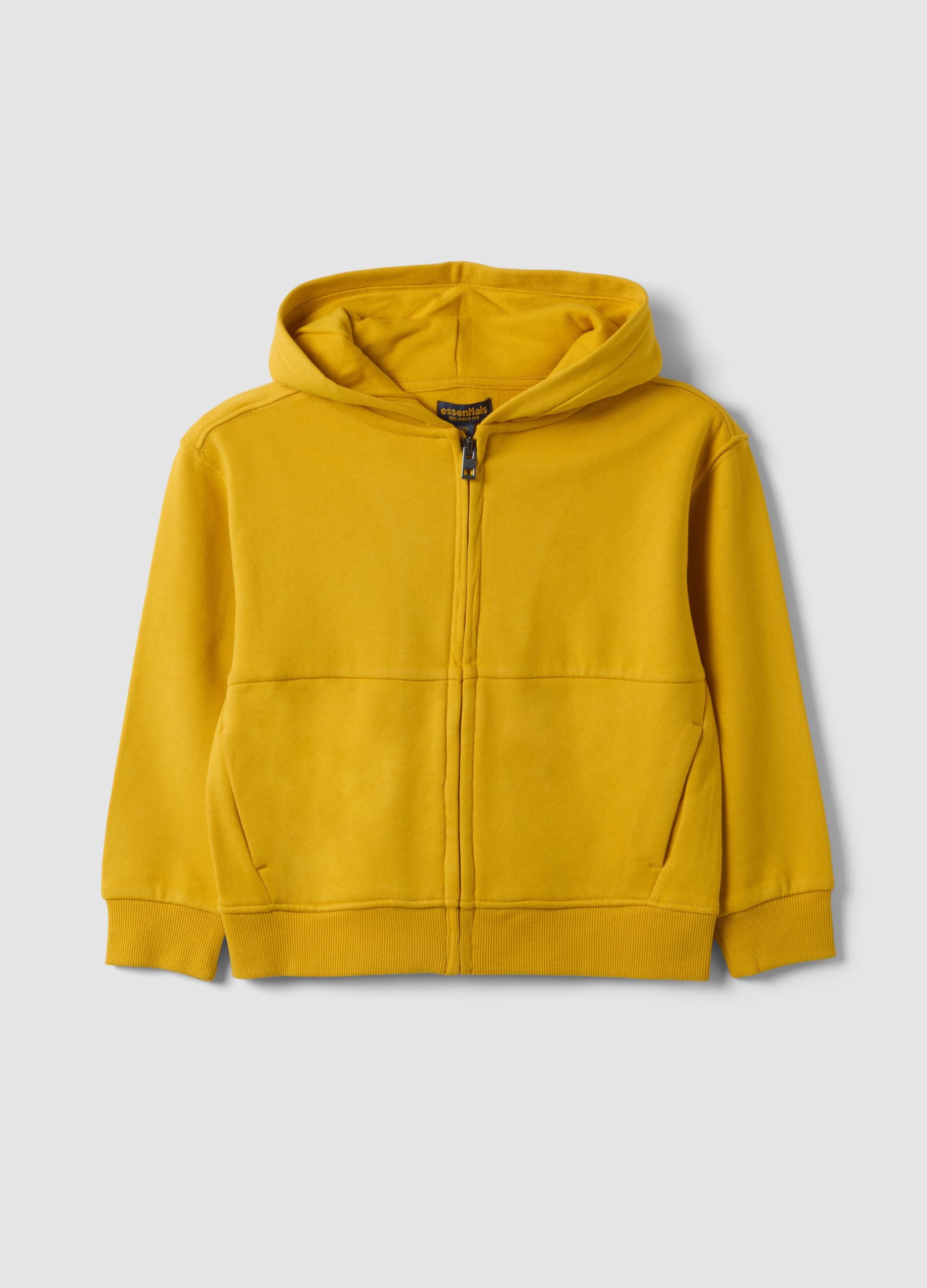 Sudadera con capucha amarilla de algod&oacute;n org&aacute;nico 100 %, relaxed fit