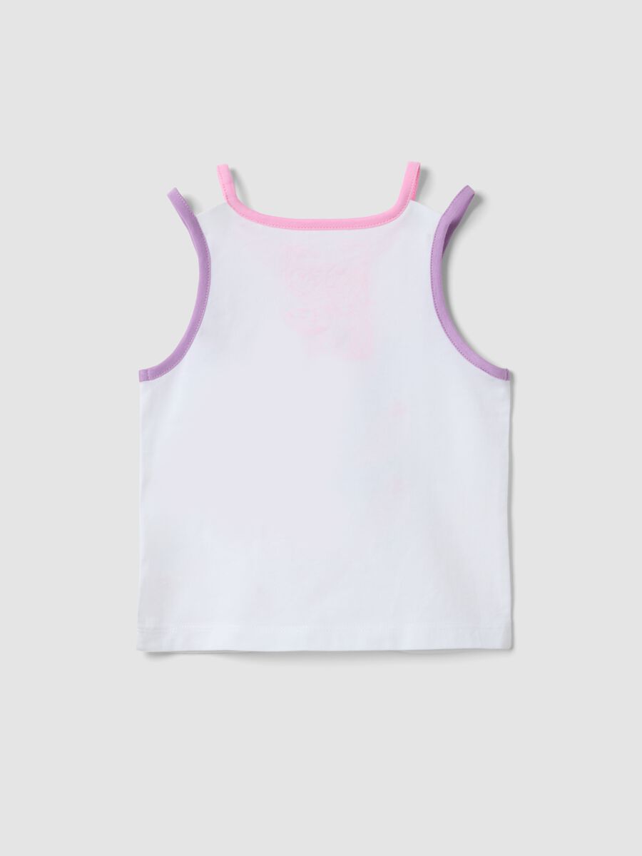 Tank top bianco in cotone elasticizzato con stampa per bambina regular fit_1