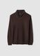 Brown ribbed shawl-collar jumper, regular fit_0