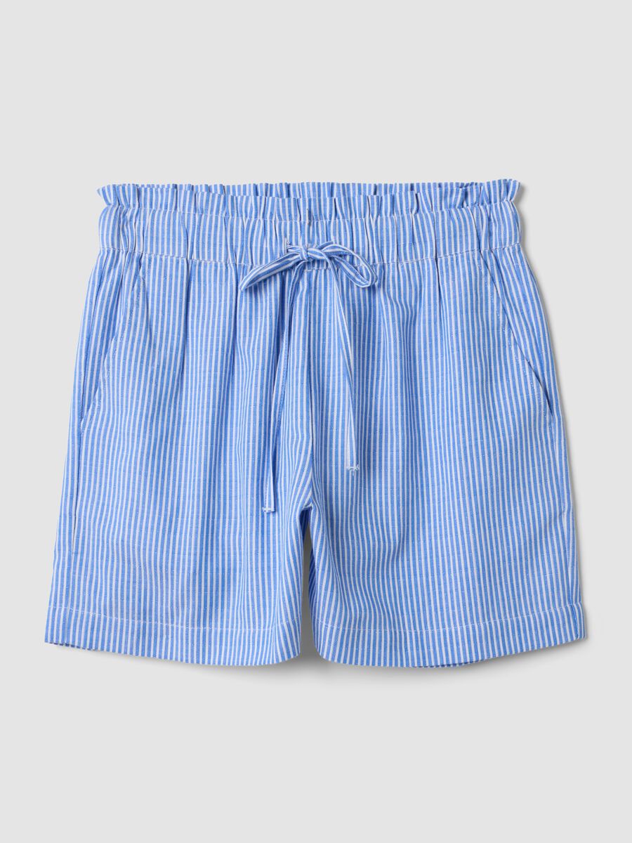 Blau gestreifte Shorts aus reiner Baumwolle_0
