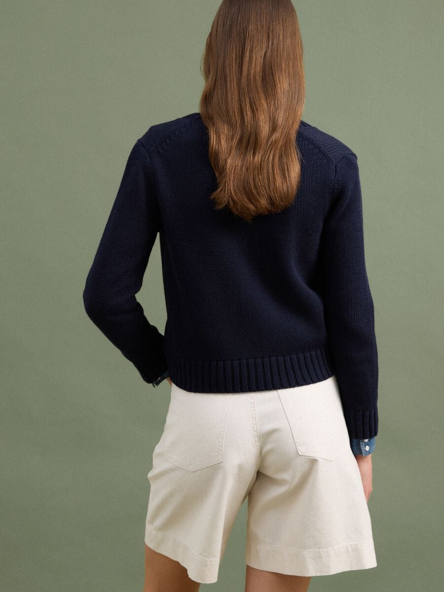 Navy pure cotton cardigan with buttons, regular fit_3