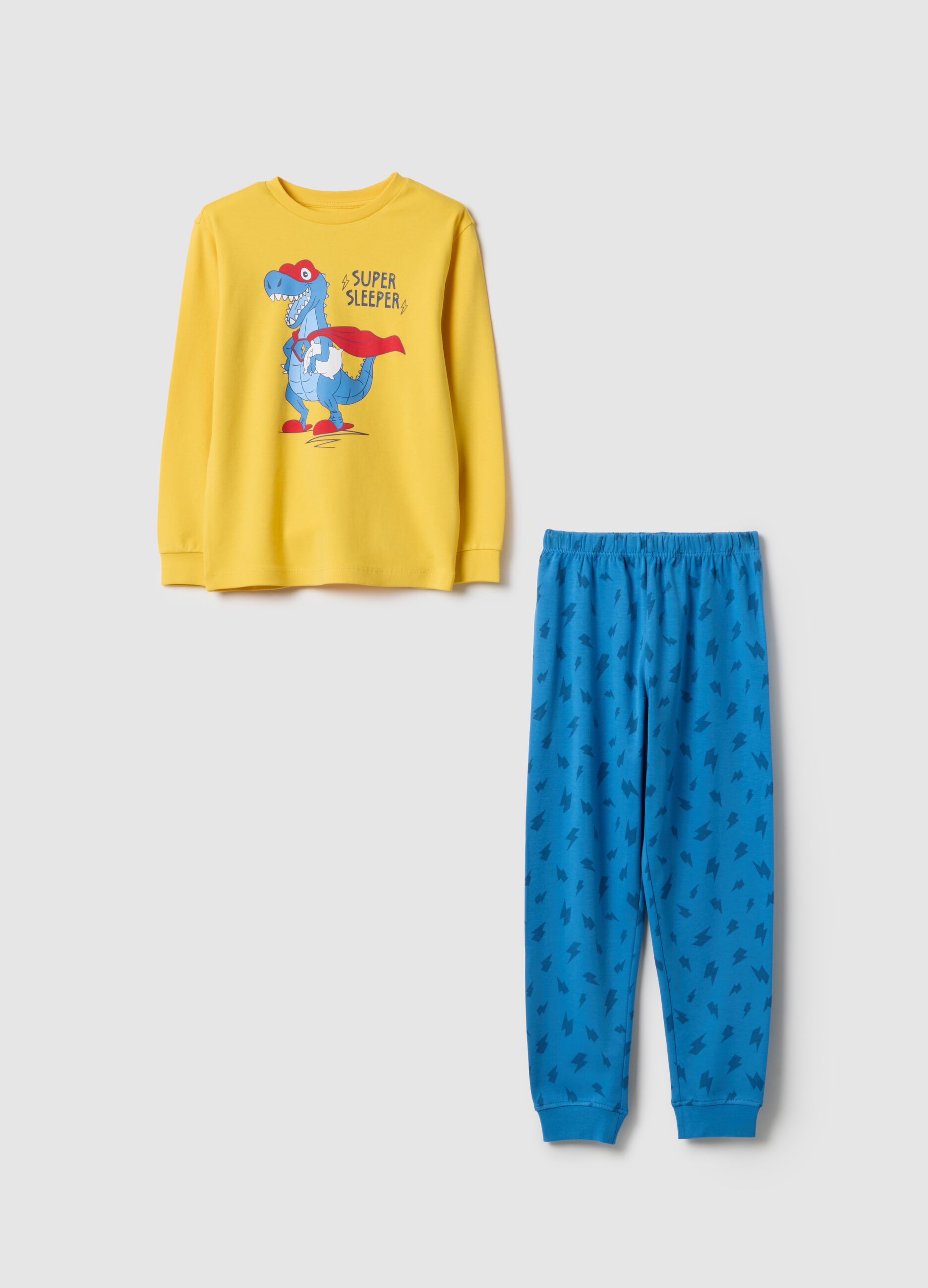 Children's pyjama in pure multicolour cotton, regular fit with print