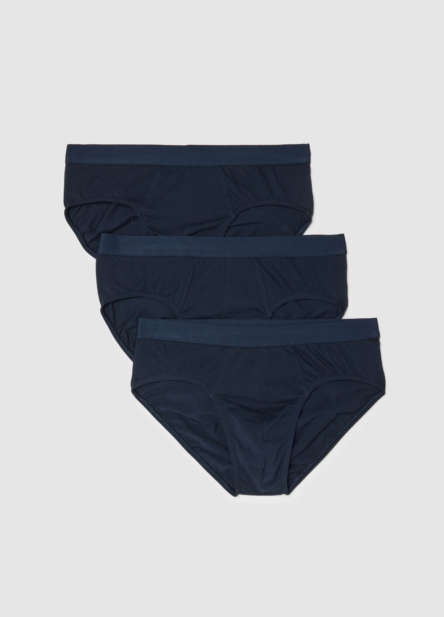 Blue stretch cotton regular fit three-pack briefs