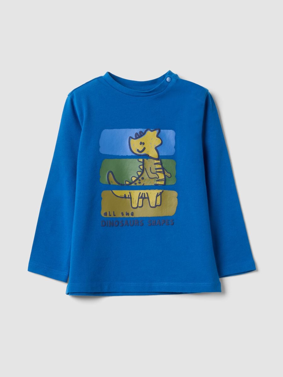 Blue long-sleeve stretch organic cotton crew-neck T-shirt_0