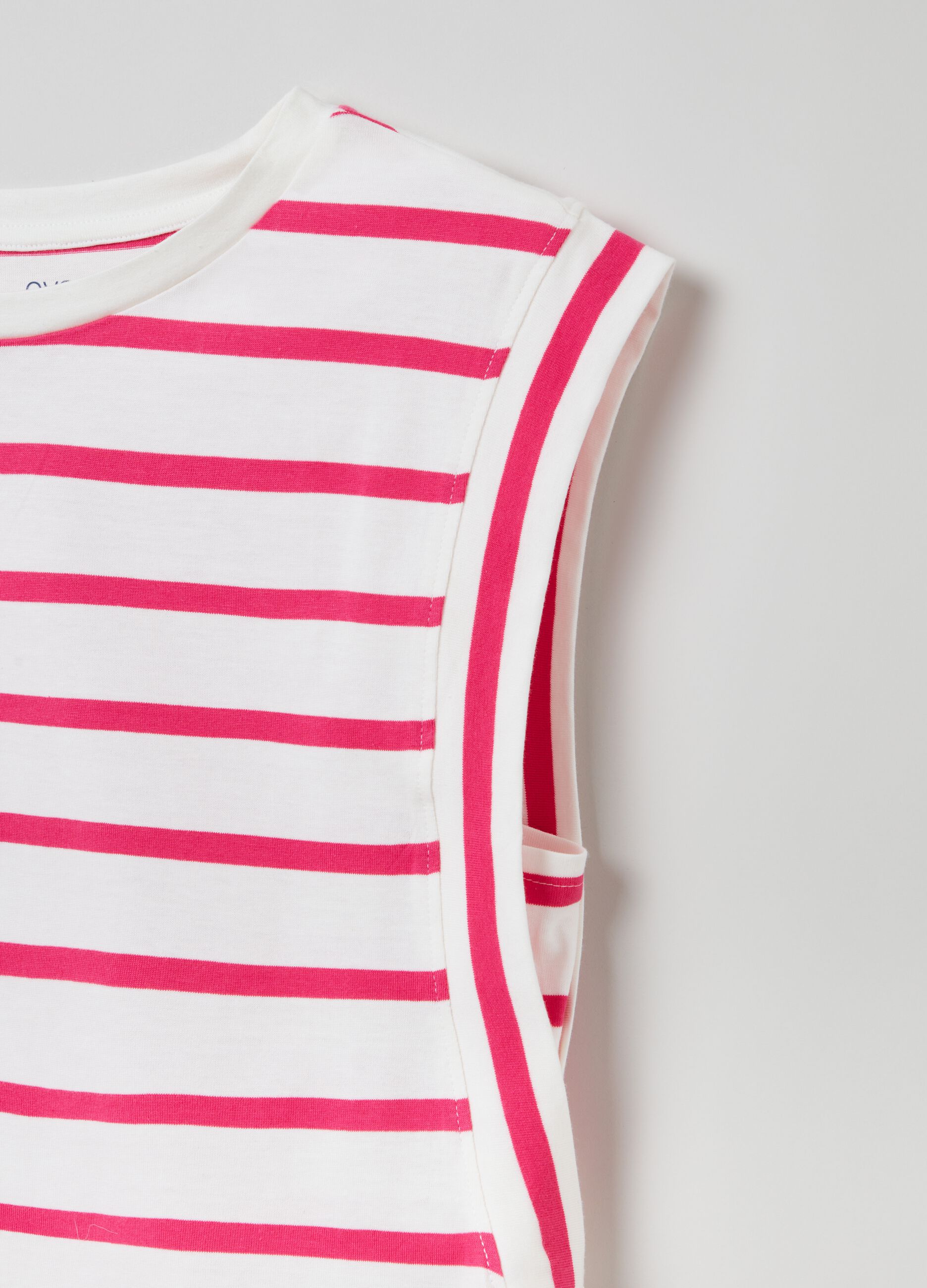 Sleeveless striped T-shirt