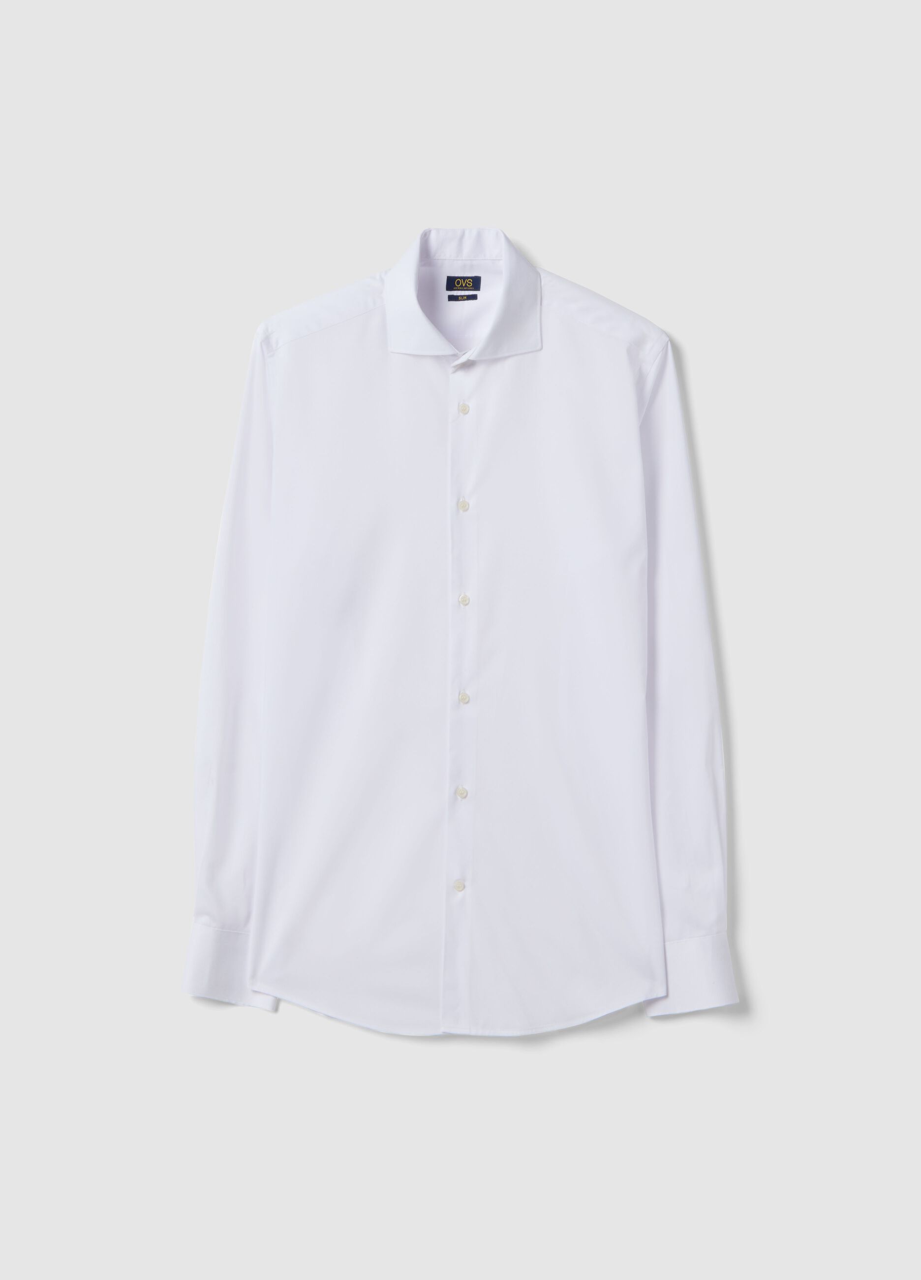 Camicia bianca slim fit con collo alla francese