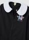 Black girls&rsquo; school apron with zip and white collar, Stitch embroidery_2