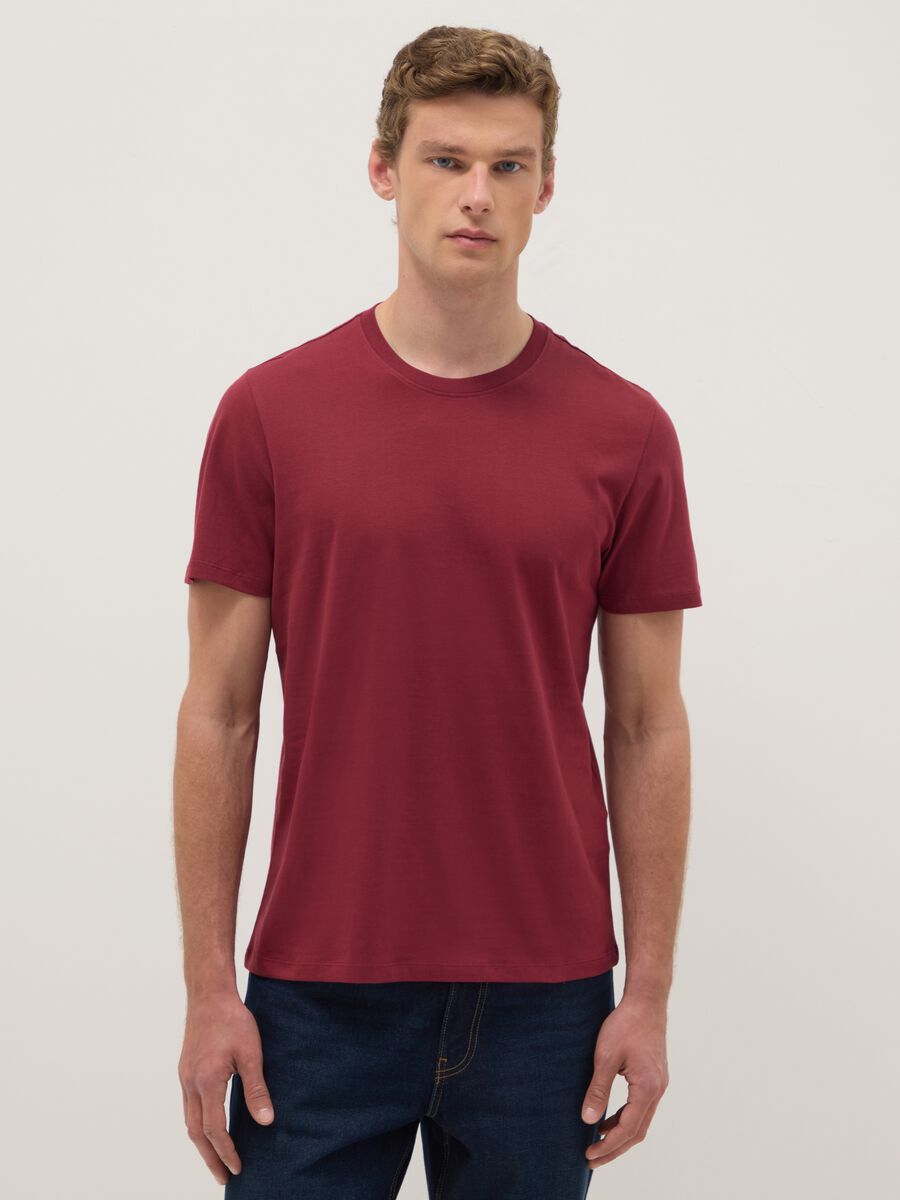 Red T-shirt in pure cotton regular fit_0