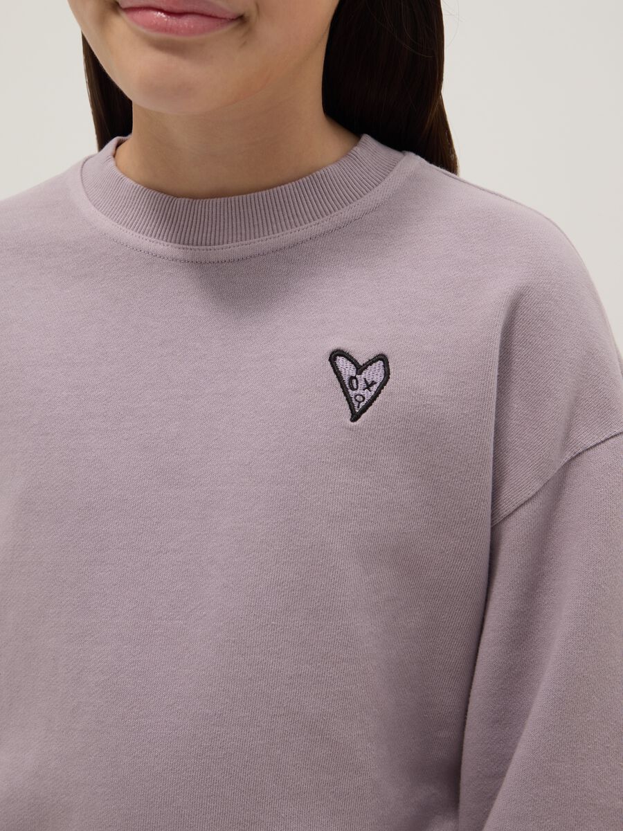 Camisola oversized roxa de algod&atilde;o com decote redondo para meninas_2