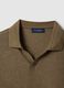Brown regular fit linen and cotton blend polo_5