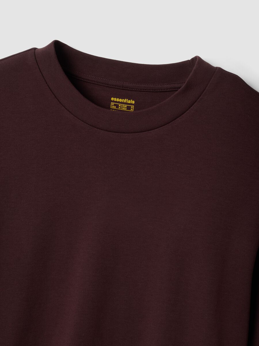 T-shirt marrone in puro cotone girocollo regular fit_1