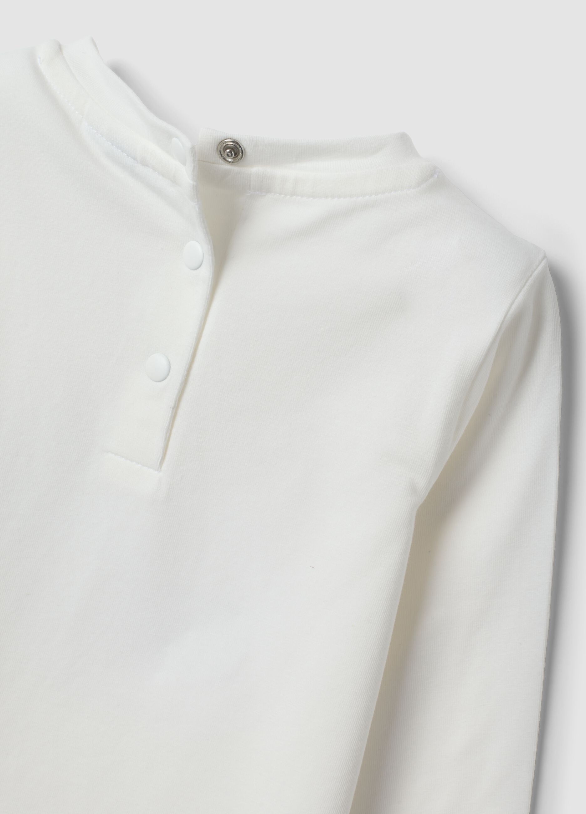 Wei&szlig;es T-Shirt aus elastischer Bio-Baumwolle mit Herz-Print f&uuml;r Baby-M&auml;dchen