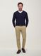 Beige slim-fit stretch cotton twill chino trousers_0