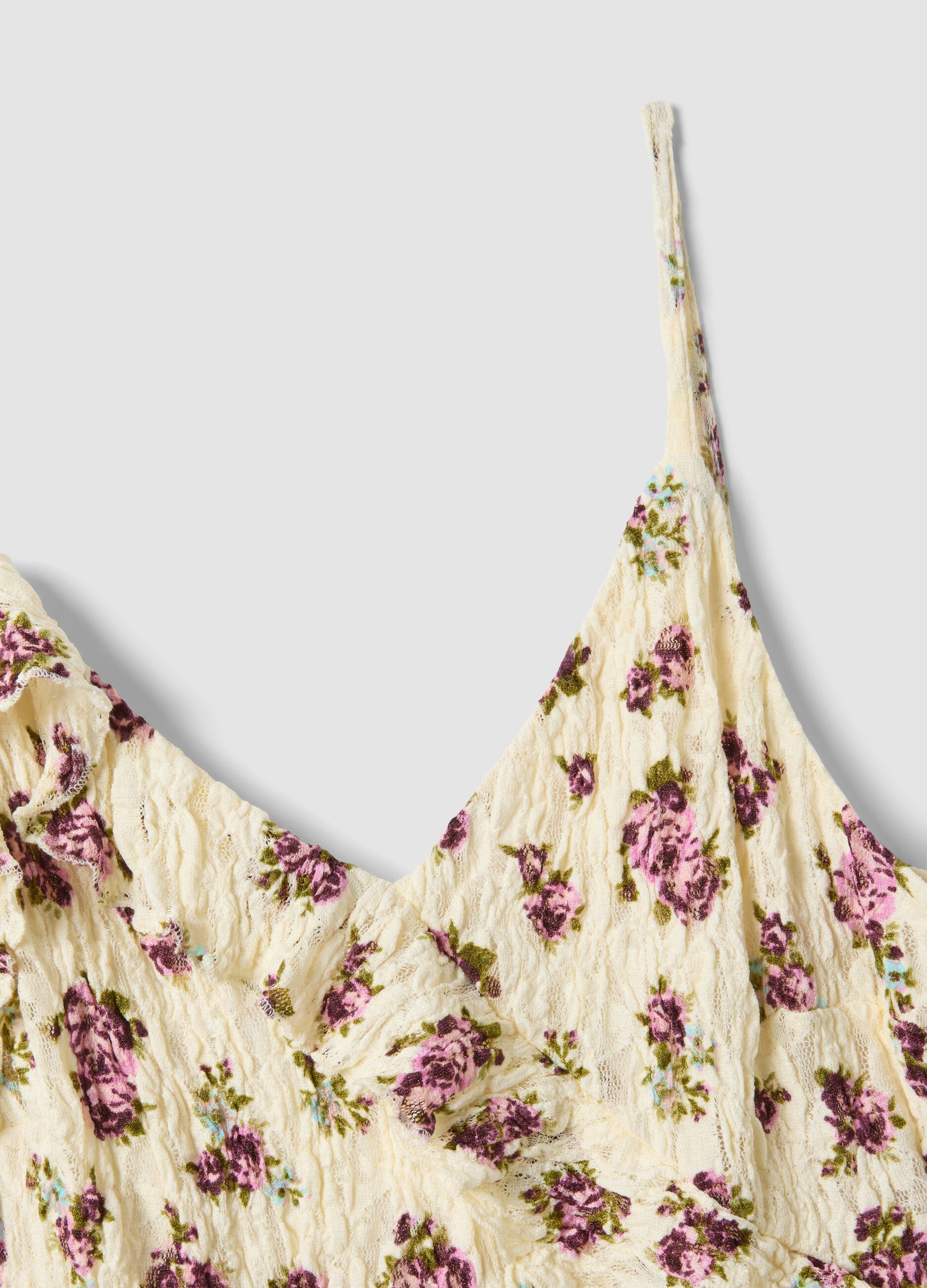 Beiges Stretchkleid mit floralem Print