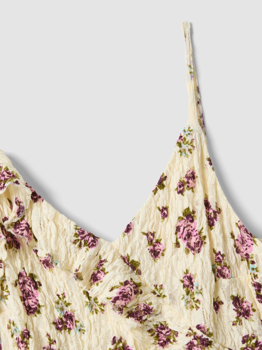 Beige stretch dress with floral print_1