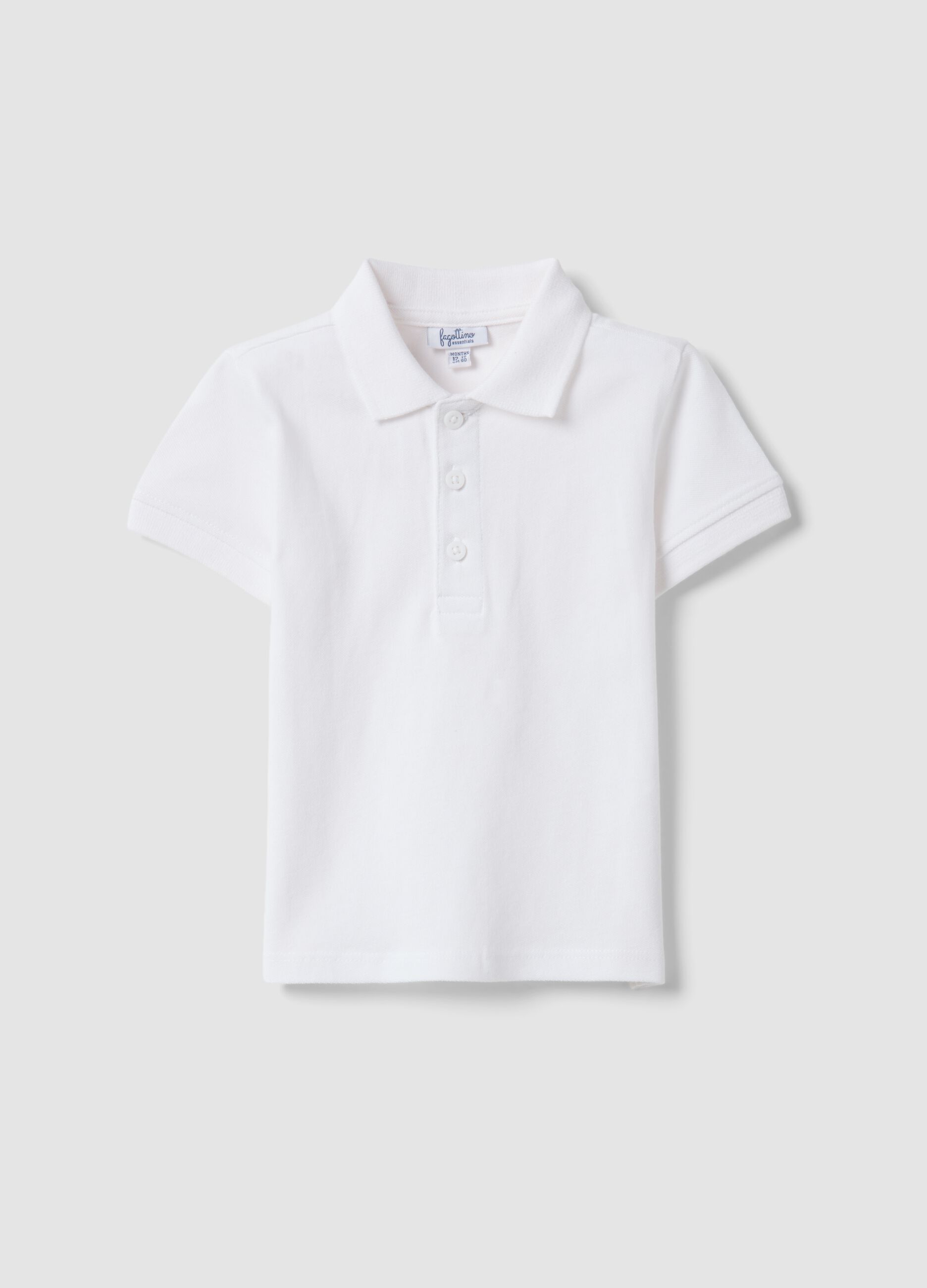 White organic cotton polo shirt for boys, regular fit