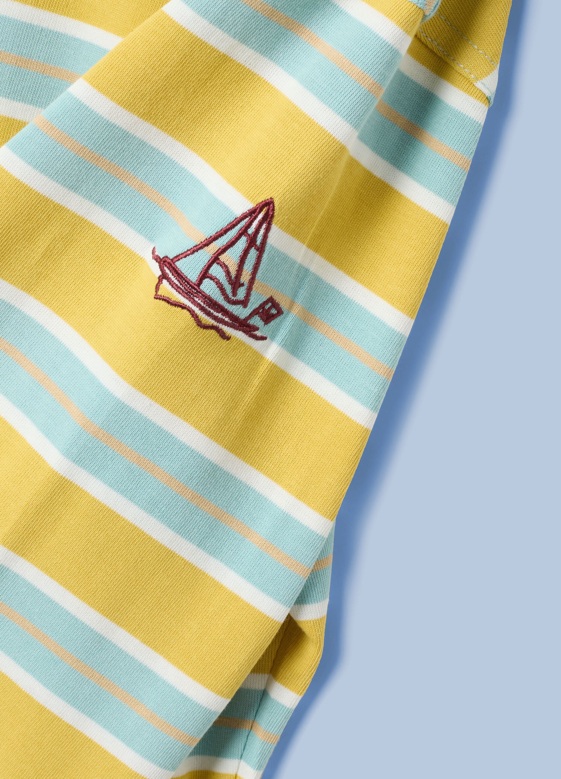 Gestreiftes ALTAVIA SAILING Langarm-Poloshirt aus reiner Baumwolle
