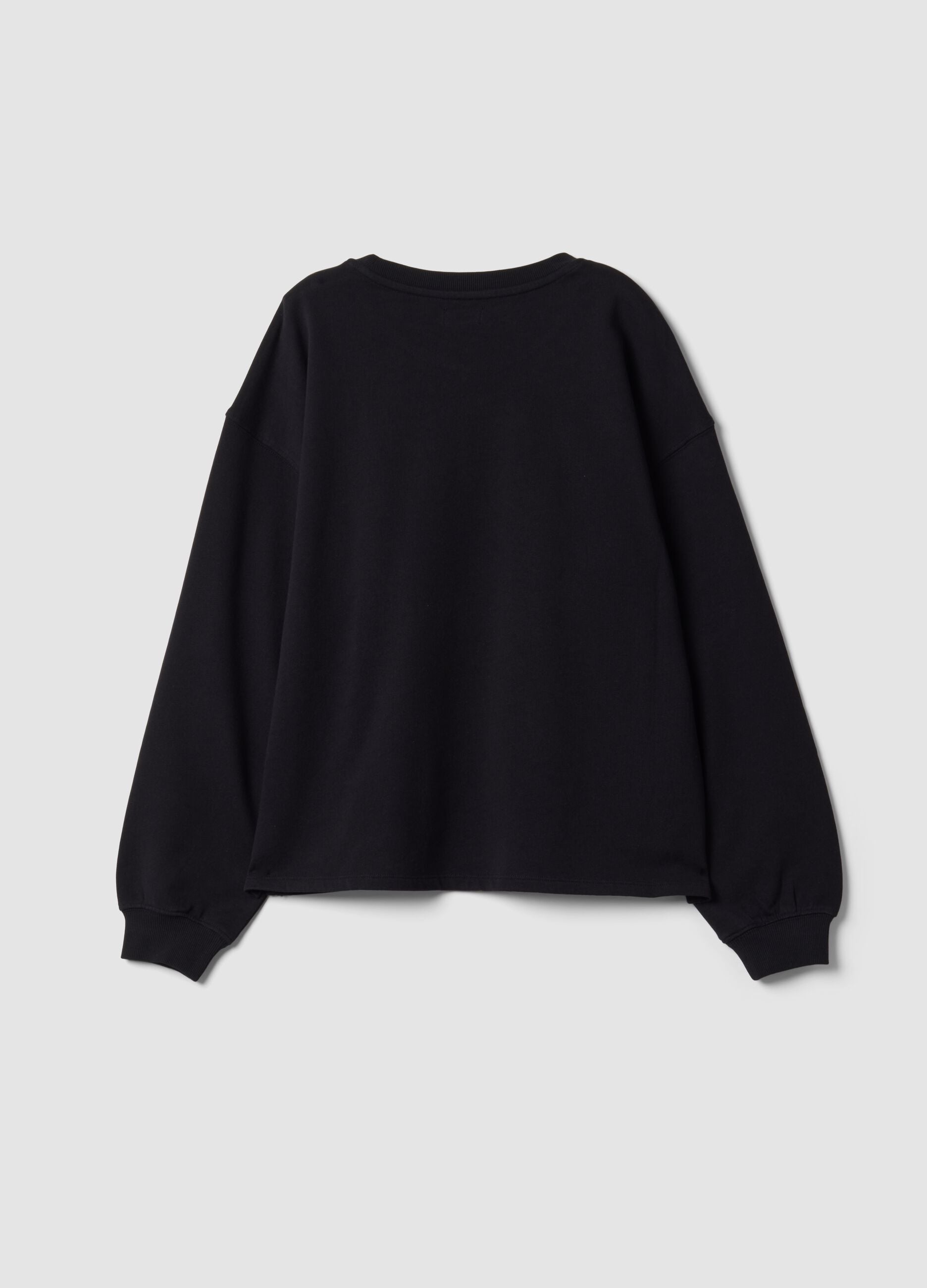 Schwarzes Sweatshirt aus 100 % Baumwolle mit Stern-Detail f&uuml;r M&auml;dchen, Relaxed Fit