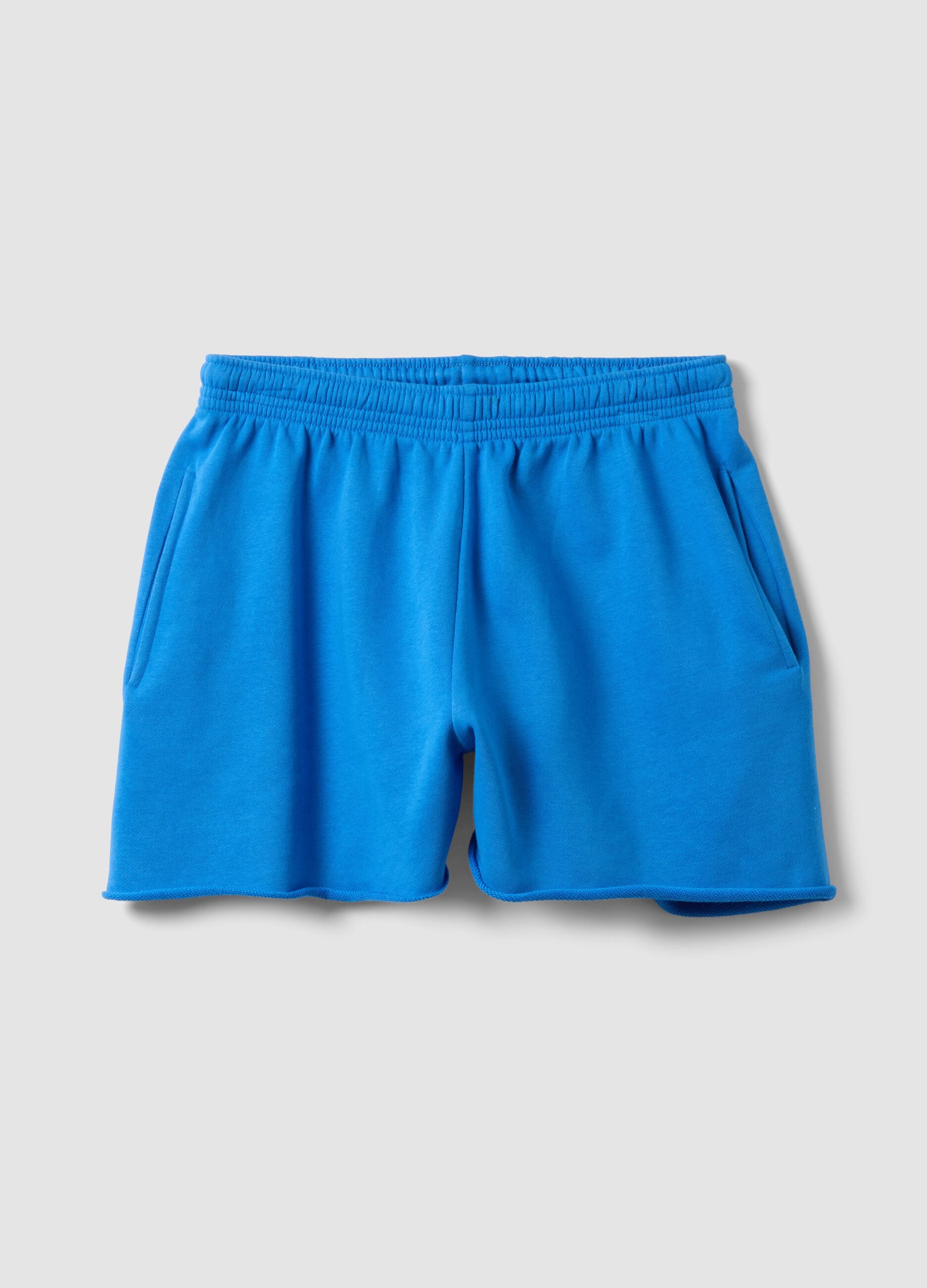 Blue cotton-blend shorts with elasticated waist