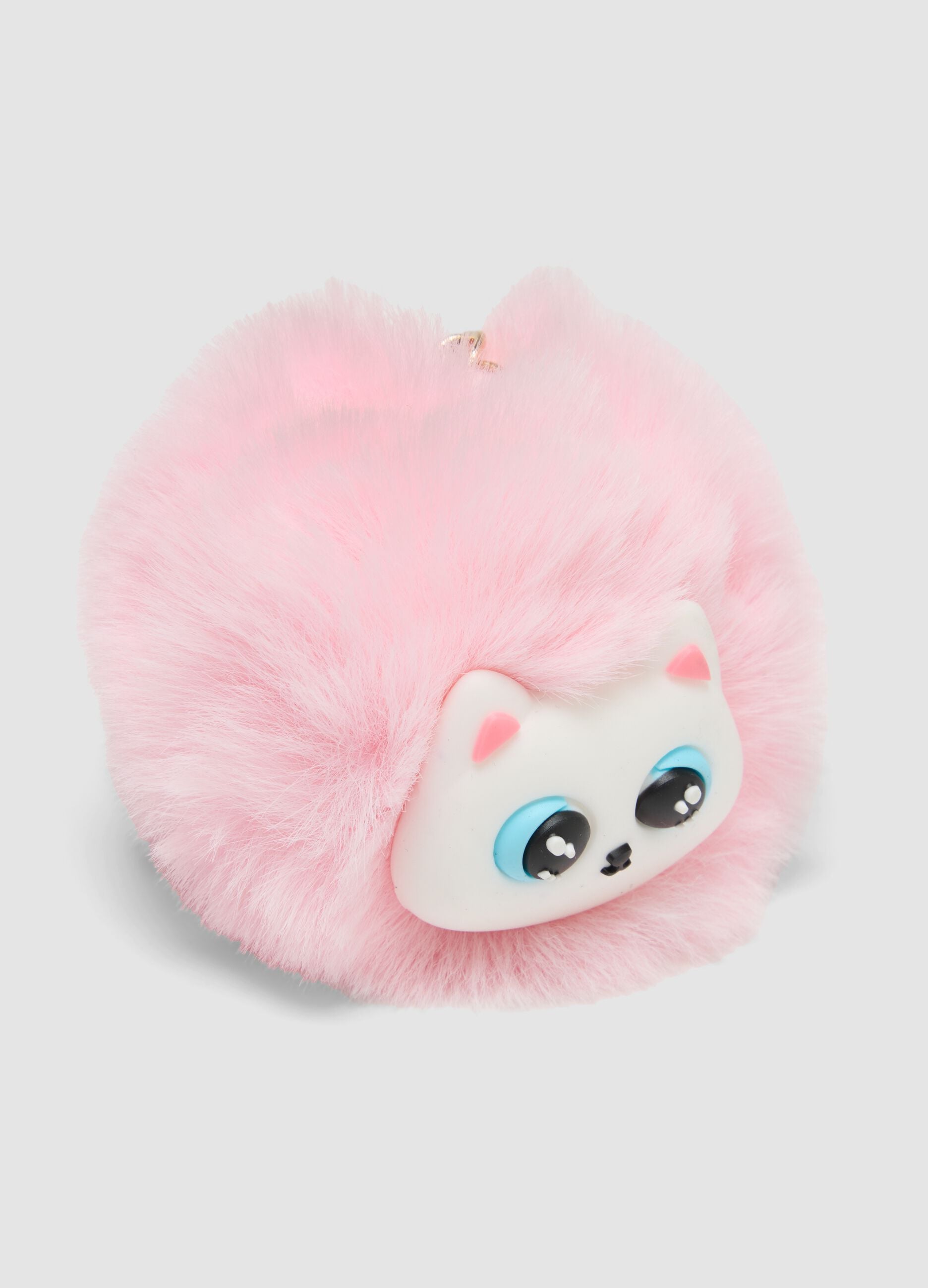 Portachiavi rosa con pompon effetto per bambina