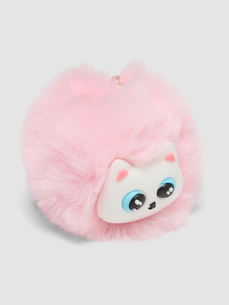Portachiavi rosa con pompon effetto per bambina_1
