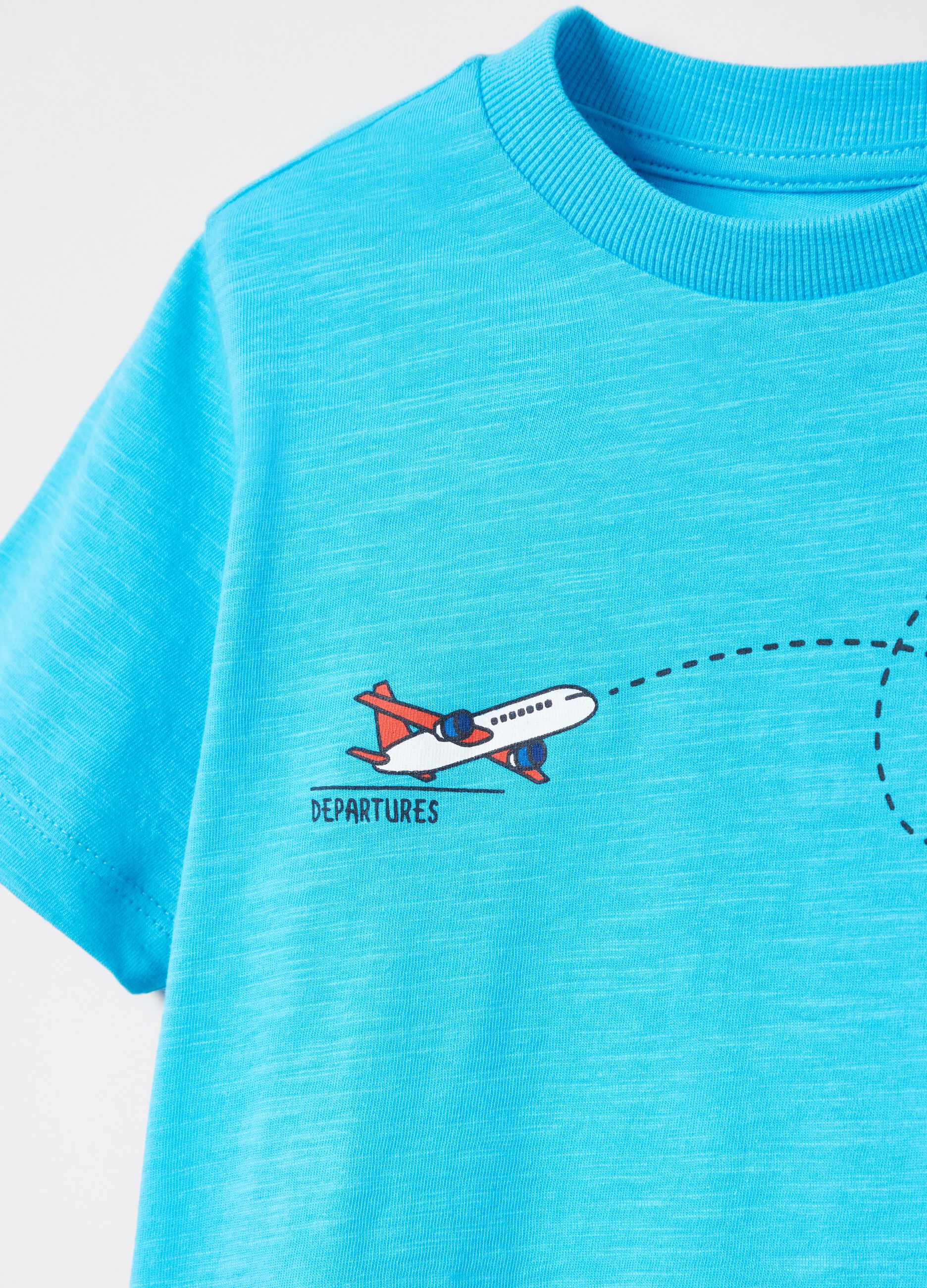 Cotton T-shirt with plane print