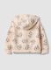 Felpa rosa con cappuccio in cotone elasticizzato con zip e stampa all over per bimba_1