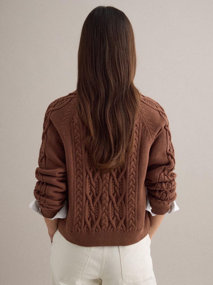 Regular fit brown pure cotton cardigan_3