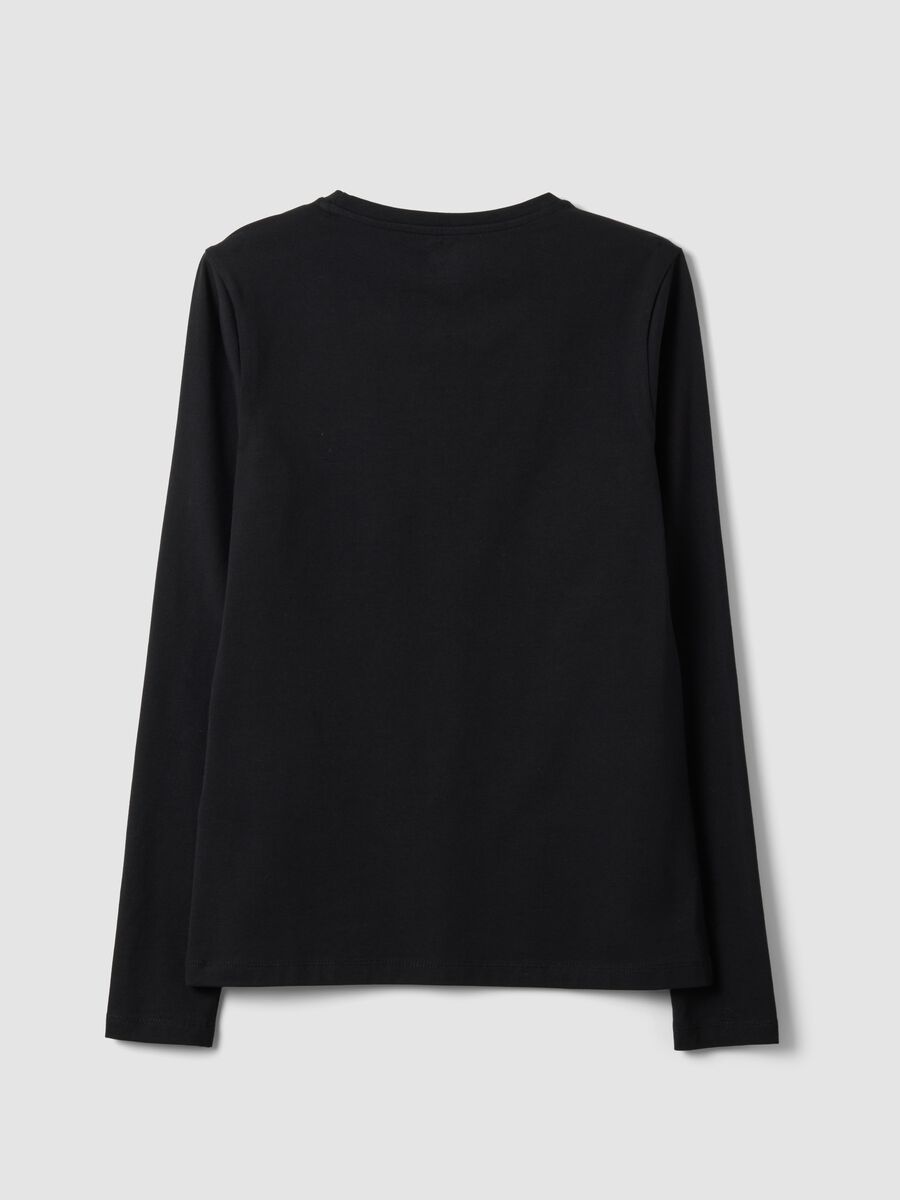 Schwarzes Shirt aus Bio-Stretch-Baumwolle mit Rundhalsausschnitt_6