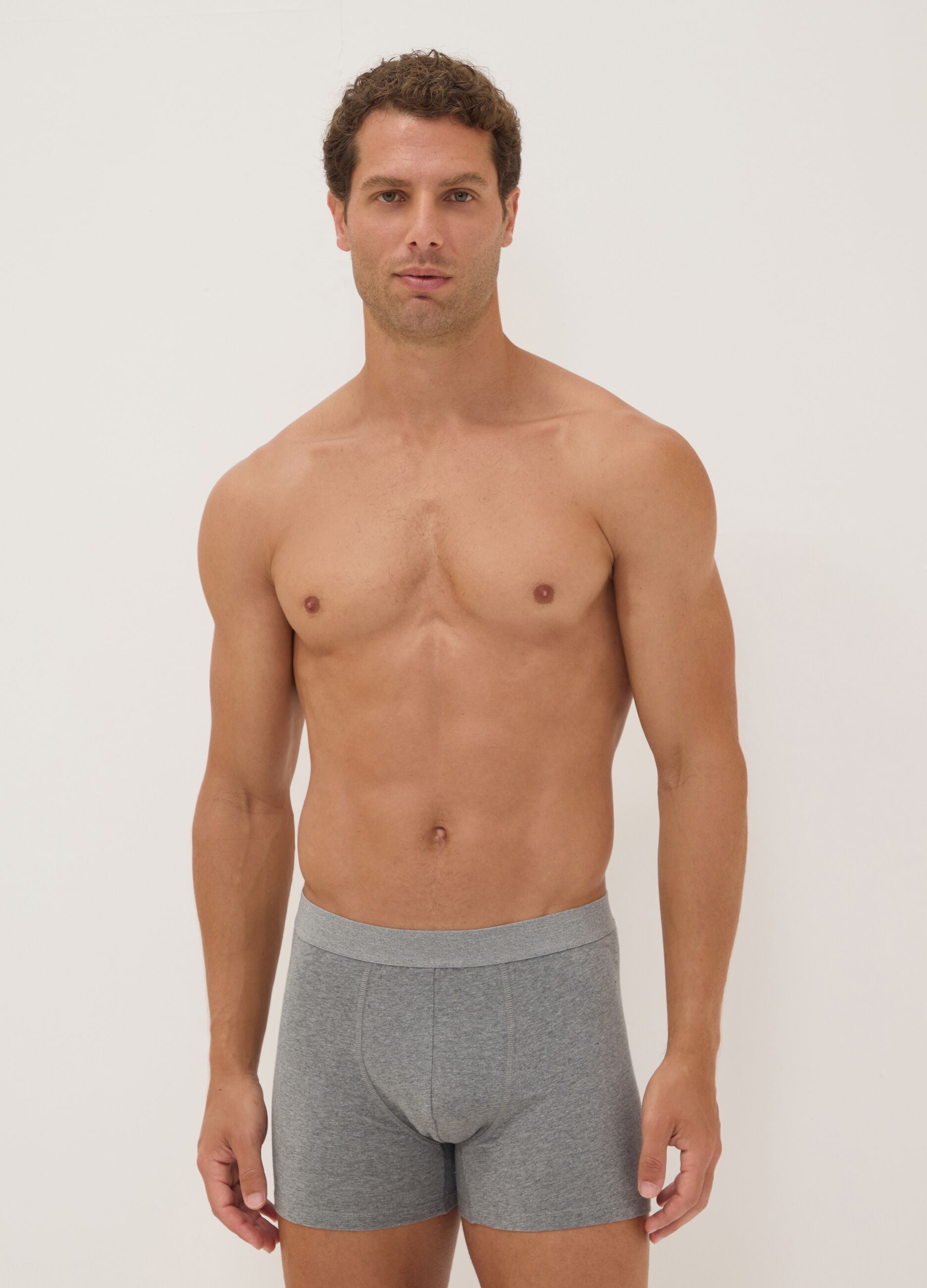 Pack de 3 boxers midi cinzentos em algod&atilde;o org&acirc;nico