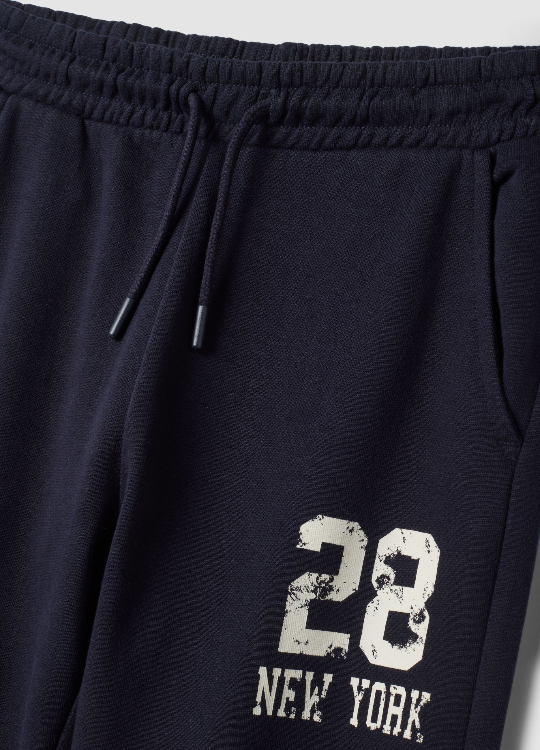 Jogger blu in puro cotone stile college regular fit