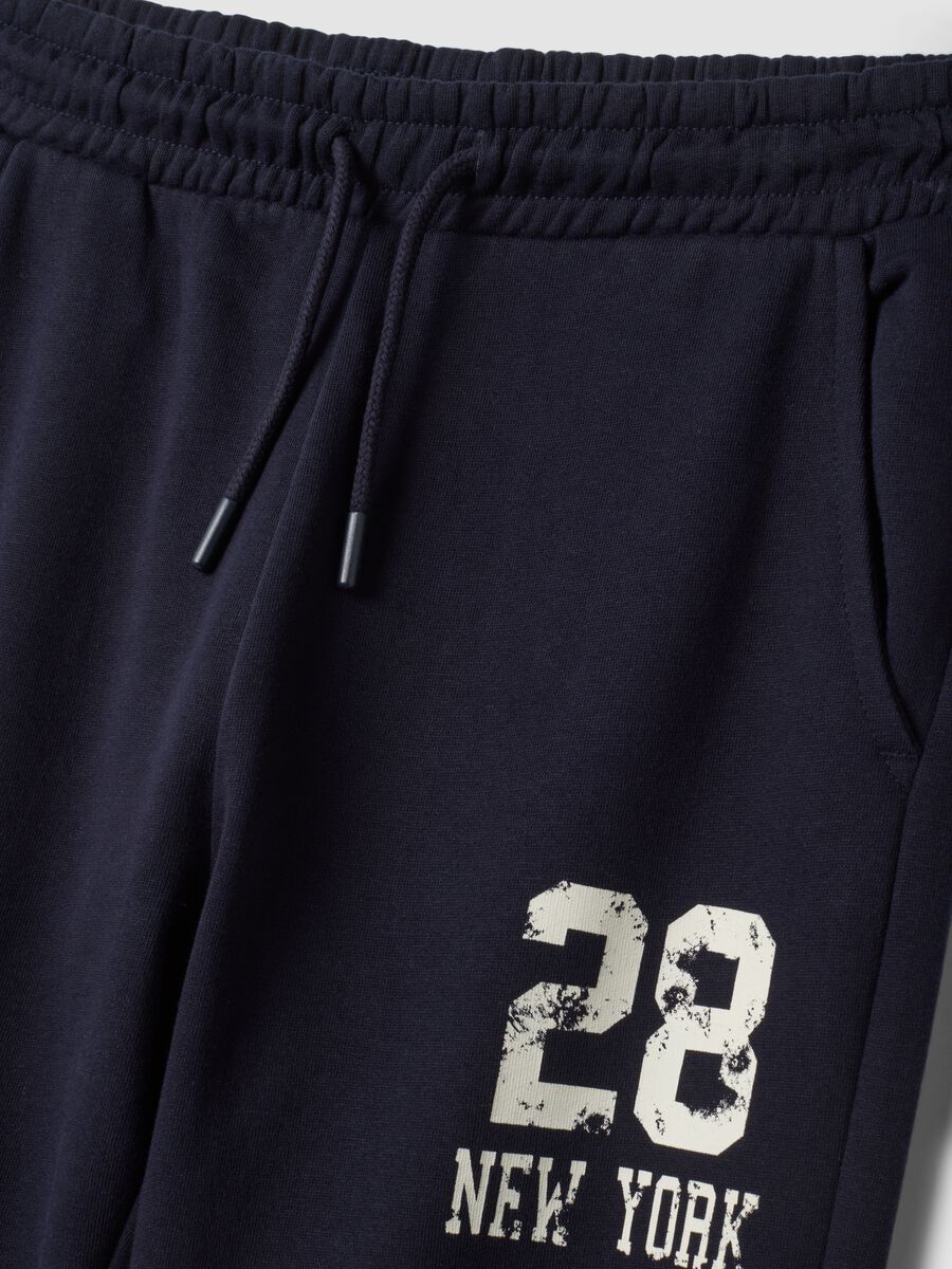 Jogger blu in puro cotone stile college regular fit_2