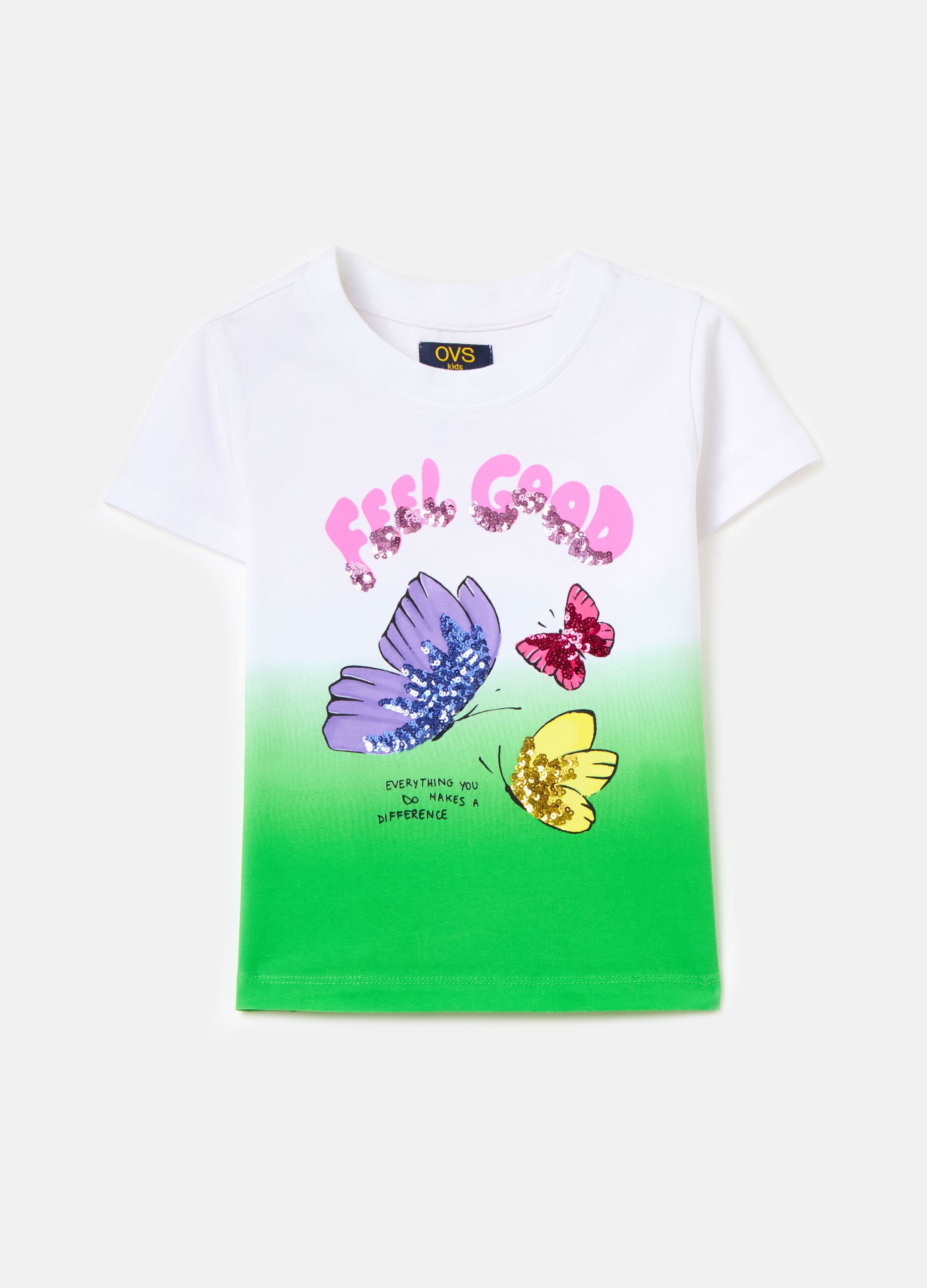 T-shirt with print and sequins