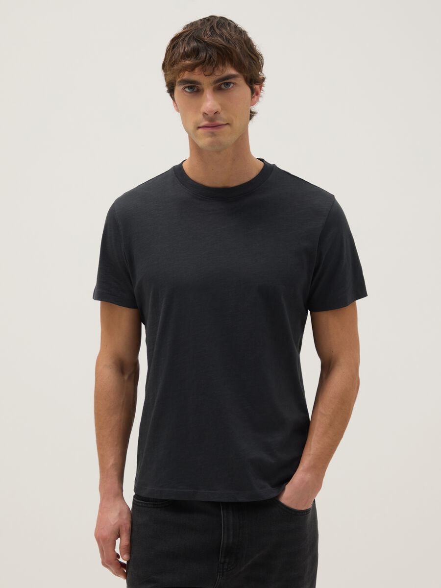 Grey Pure Cotton Regular Fit T-shirt_0