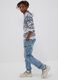 Light blue pure cotton cargo jeans with elasticated waist, relaxed fit_0