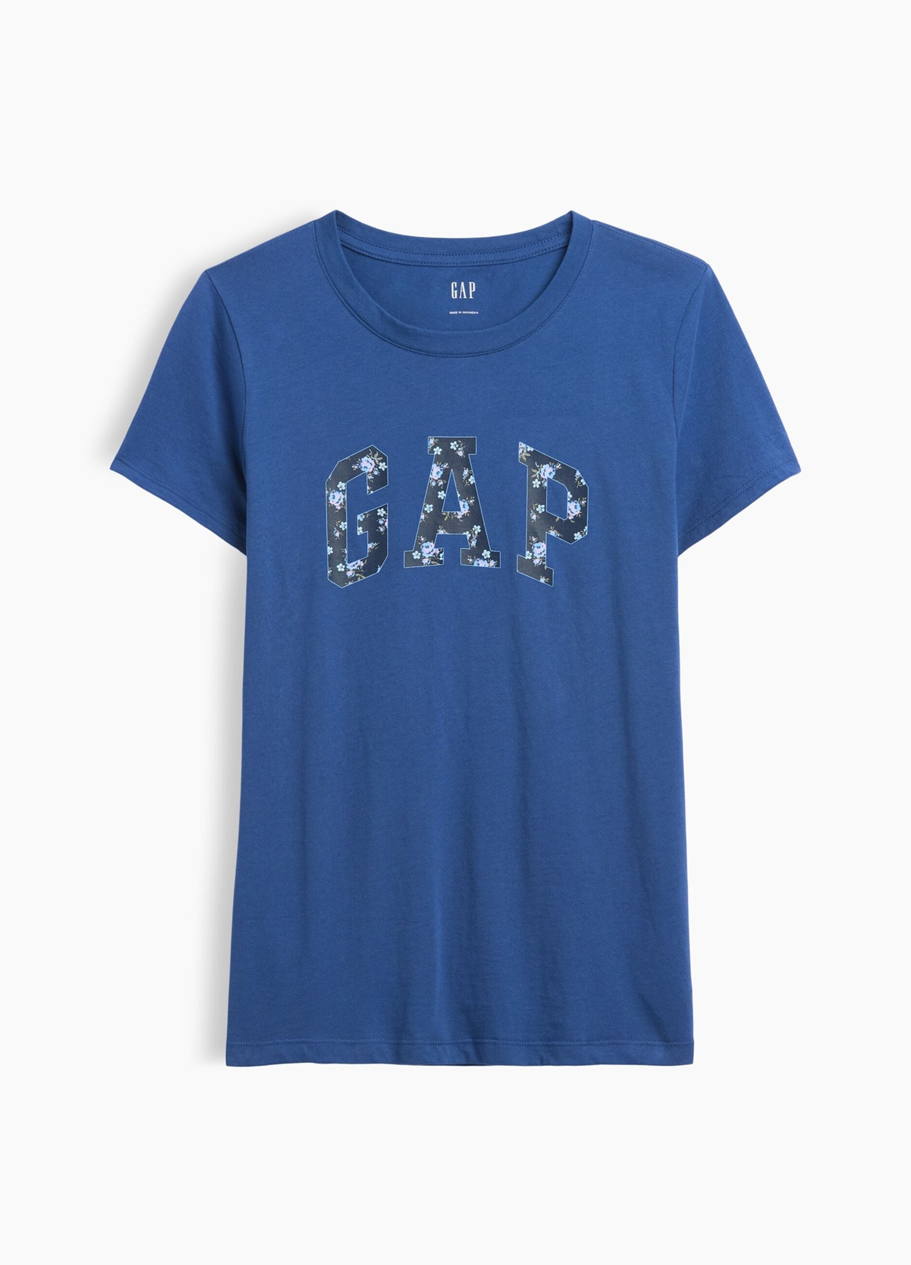 Navyblaues T-Shirt aus reiner Baumwolle mit floralem GAP-Logo