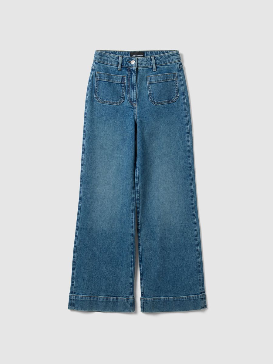 Stretch denim cotton trousers regular fit_4