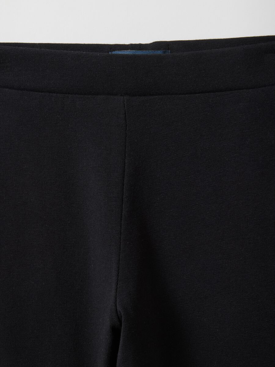 Black Stretch Cotton Flare Fit Girl's Leggings_2