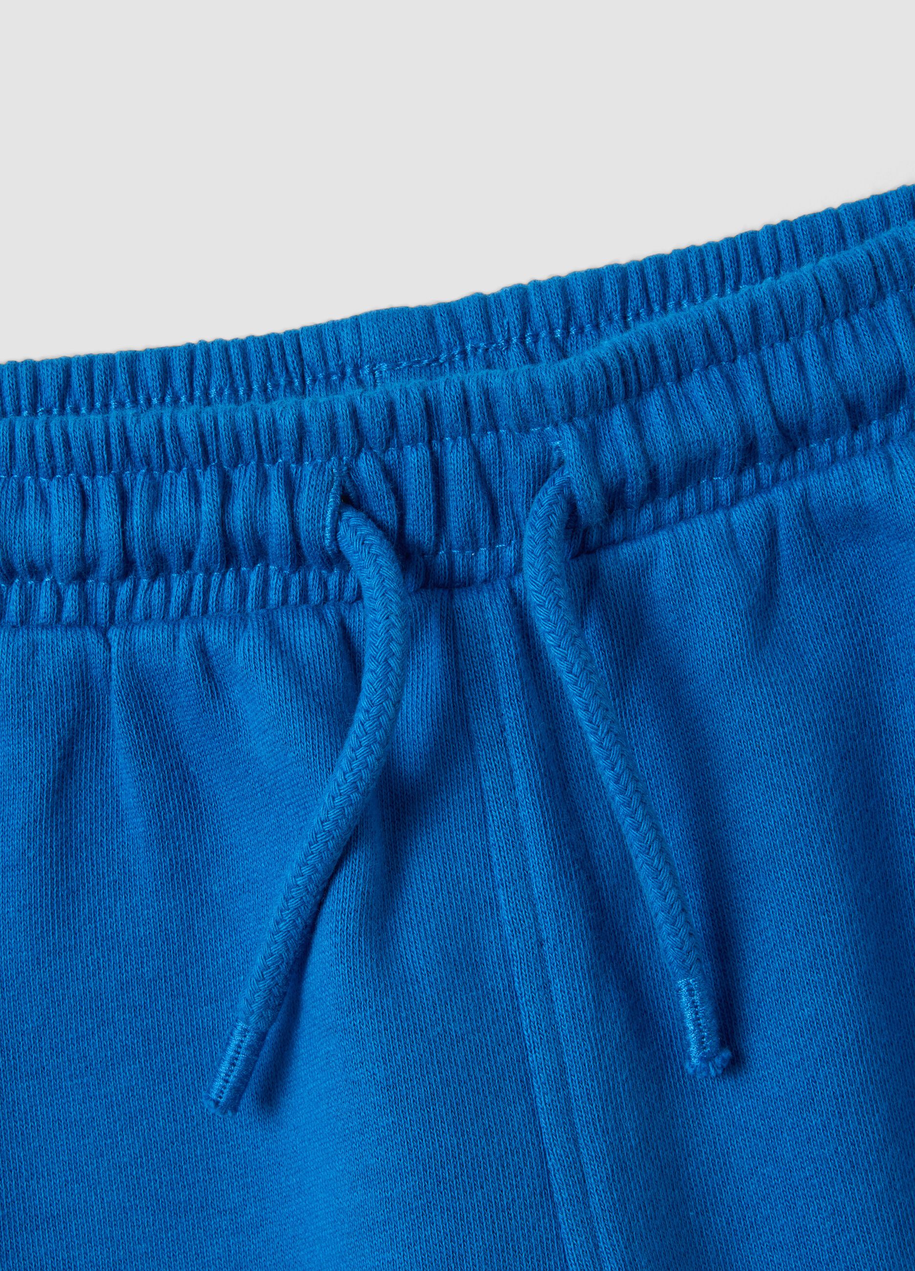 Blue organic cotton jogger trousers with drawstring for boys