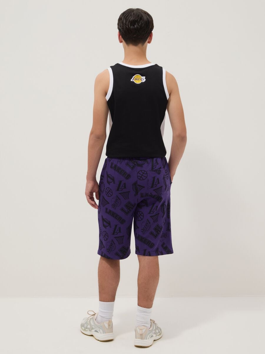 Purple pure cotton Bermuda shorts with elasticated waist_1