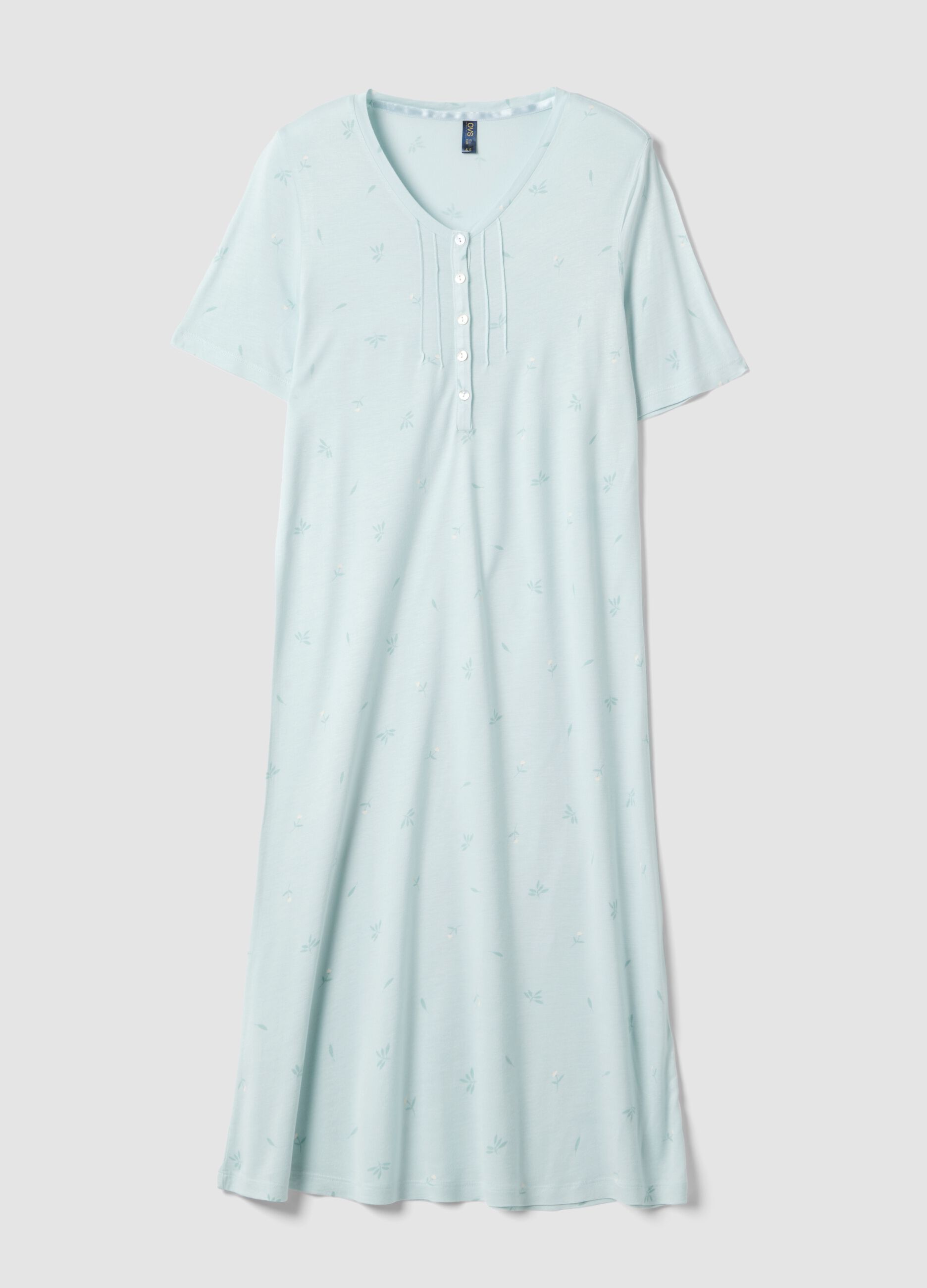 Blue pure viscose nightdress regular fit