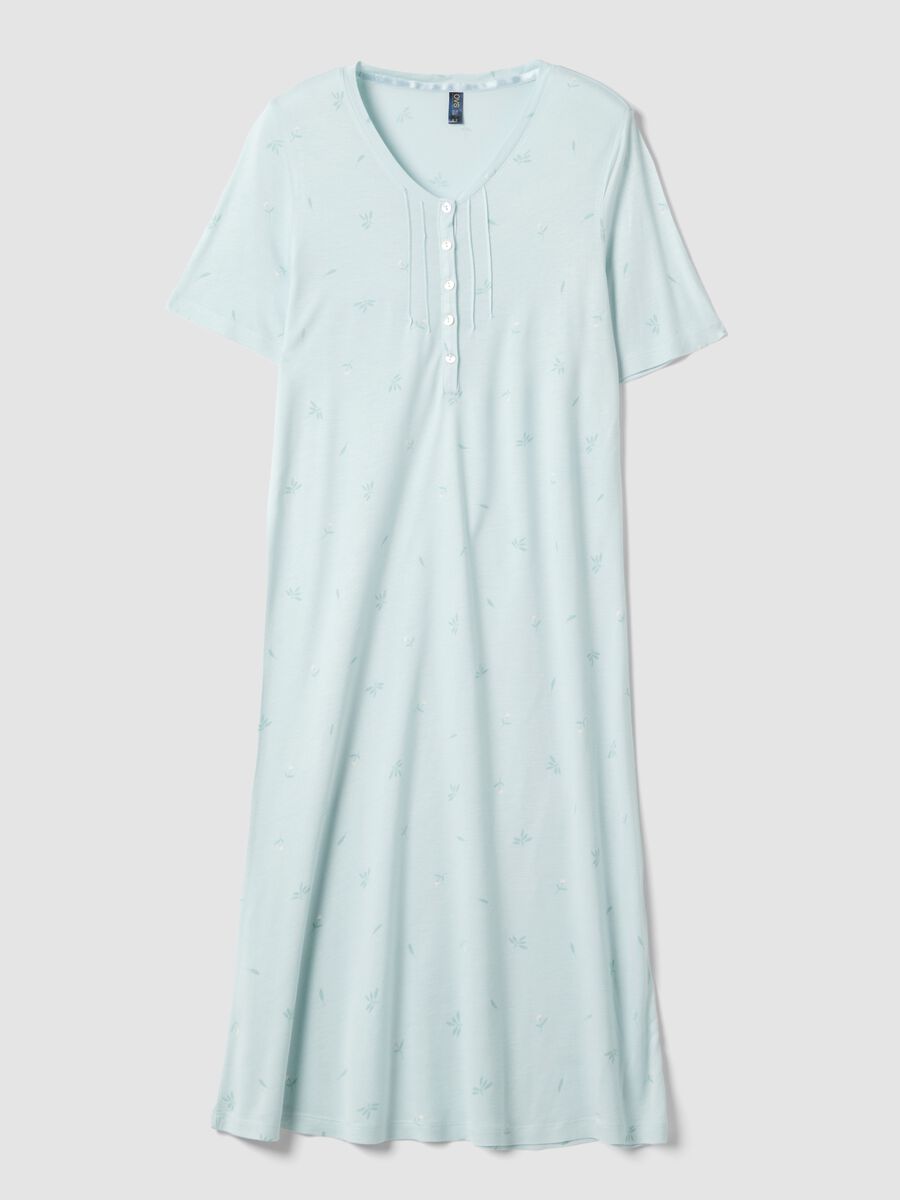 Blue pure viscose nightdress regular fit_0